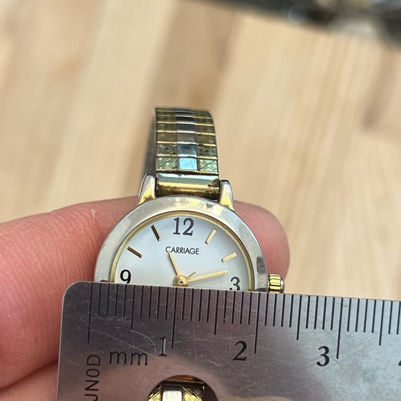 Carriage Ladies Watch Indiglo White Dial Two Tone Stretch Stainless Bracelet - Picture 8 of 8